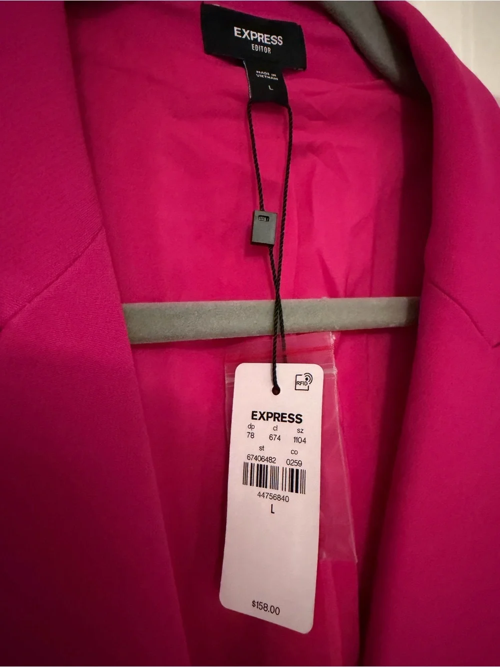 NWT Express Editor Fuchsia Pink Blazer & Wide Leg Trouser Suit Set L / 14R